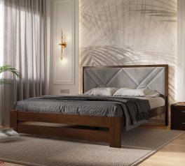 Кровать деревянная с мягкой вставкой ArborDrev Симфония Премиум Сосна / Бук