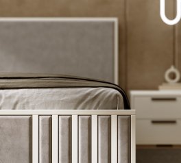 Ліжко дерев'яне DrevKO Лаундж 2 з підйомним механізмом та нішею для білизни Емаль