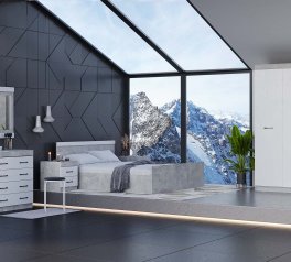 Модульная спальня Mirta/Мірта Киевский Стандарт Бетон ателье/Нимфея альба