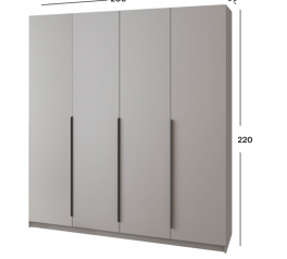 Шкаф Mebelstar Оскар четырехдверный с ящиками Серая мышка 200 см