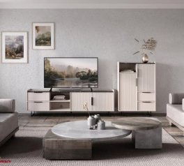 Комод KOM2D2S Фреско Кашемір / Темний мармур