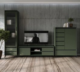 Модульна вітальня Лаундж Зелений димчастий / Чорний