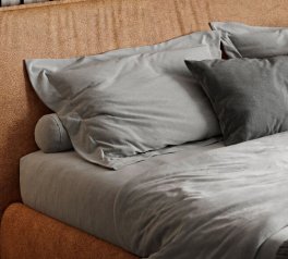 Кровать мягкая двуспальная Woodsoft Puri с подъемным механизмом и нишей для белья