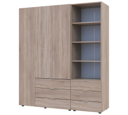 Шкаф для одежды Дорос Гелар дуб сонома 3-х дверный с пеналом 176,2 см