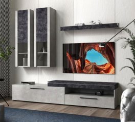 Стенка Личи Бетон стайл / Бетон темный