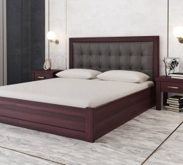 Кровать деревянная Лев Мардир 50 с подьемным механизмом и нишей для белья массив Бук