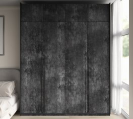 Шкаф Морели R-0019 Рамо 4 дверный бетон со штангой и полками 197см