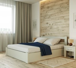 Ліжко дерев'яне Лев Соня з підйомним механізмом і нішею для білизни масив Бук Білий