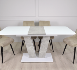 Стіл Torino White / Торіно Аляска Інтарсіо Біла аляска РЕ/Індастріал Розкладний 140/180 см