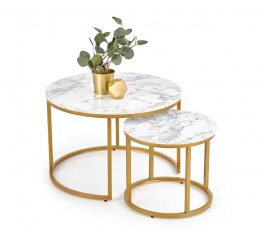 Стіл журнальний Paola білий мармур/золотий