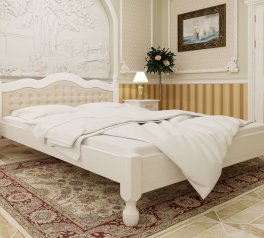 Ліжко двоспальне дерев'яне з м'якою спинкою ЧДК Магнолія масив Вільха 