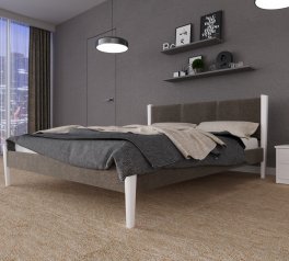 Ліжко двоспальне дерев'яне з м'якою вставкою ЧДК Сеул масив Вільха 