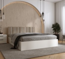 Ліжко дерев'яне DrevKO Верона 2 з підйомним механізмом та нішею для білизни Емаль