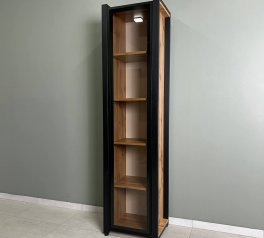 Пенал LOFT вітрина Дуб Сонома / Чорний мат MebliRoMax