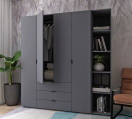 Шкаф Дорос Гелар графит с Этажеркой 4-х дверный 193,2 см