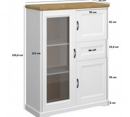 Вітрина низька 2D1W1S білий Riva