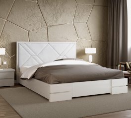 Ліжко дерев'яне з м'якою вставкою ArborDrev Лоренс з підйомним механізмом та нішею для білизни Сосна / Бук