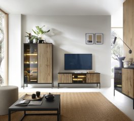 Модульная гостиная Сенто / Sento Черный / Дуб вотан Perfect Home