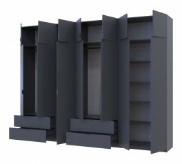 Шкаф для одежды Дорос Лукас графит 7 дверный 315 см