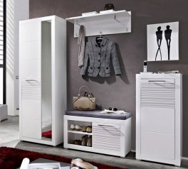 Модульная прихожая BRW Poland Flames / Флеймс Белый / Белый глянец