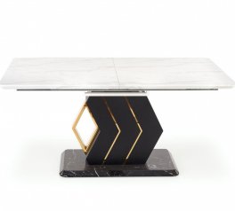 Стол Vincenzo белый мрамор/черный/золото