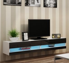 Тумба под ТВ Vigo / Виго RTV180 Белый мат/Чёрный глянец Cama Ширина 180 см