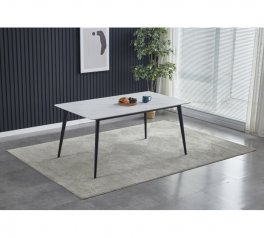 Стол обеденный SABA CERAMIC Интарсио белый глянец/черный каркас Не раскладной 130 см