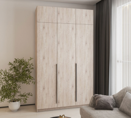 Шкаф Mebelstar Оскар трехдверный с антресолью и ящиками Аляска серая 150 см