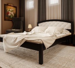 Ліжко двоспальне дерев'яне з м'якою вставкою ЧДК Британія масив Вільха