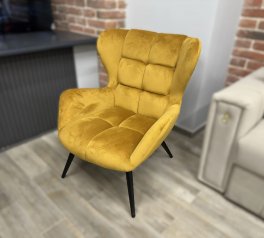 Крісло м'яке Halmar Tyrion / Тіріон Гірчичний / Чорні ніжки