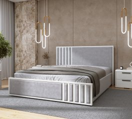 Ліжко дерев'яне DrevKO Лаундж 1 з підйомним механізмом та нішею для білизни Емаль