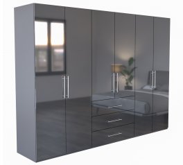 Шкаф 6дв 3шх Миромарк Магнум 6 дверный антрацит 294 см