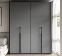 Шкаф Морели R-0020 Рамо 4 дверный антрацит со штангой и полками 197см