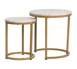 Журнальный столик Hola белый эффект мрамора/золото