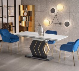 Стол Vincenzo белый мрамор/черный/золото