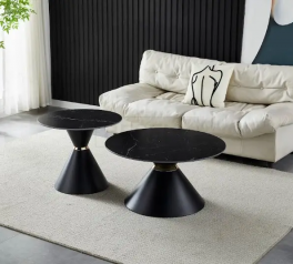 Журнальные столики (d80х42 + d60х51) Borg Shks black matt