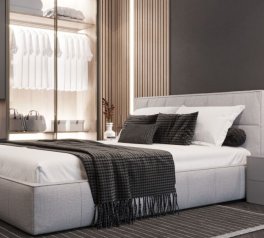 Кровать мягкая двуспальная Woodsoft Bergamo / Бергамо с подъемным механизмом и нишей для белья