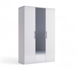 Шкаф 3дв с зеркалом Миромарк Фемели 3 дверный белый глянец 135 см