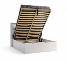 Ліжко двоспальне з м'якою спинкою Міромарк Белла з підйомним механізмом та нішею для білизни 