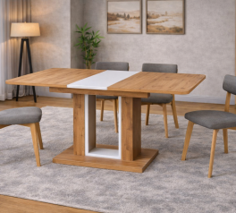 Стіл обідній Titan Інтарсіо Біла Аляска/Дуб Тахо Розкладний 140/180 см