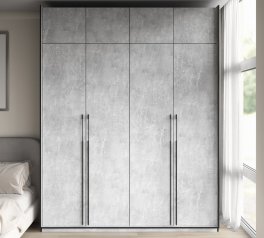 Шкаф Морели R-0020 Рамо 4 дверный бетон со штангой и полками 197 см