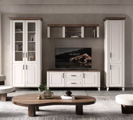 Модульна вітальня Канді Білий альпійський / Дуб стірлінг / Білий матовий