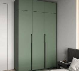Шкаф Морели R-0016 Рамо 3 дверный зеленый дымчастый со штангой и полицями 150см