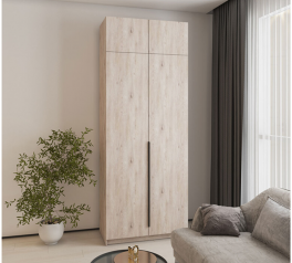 Шкаф Mebelstar Оскар двухдверный с антресолью Аляска серая 100 см