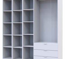Шкаф Дорос Гелар белый с 2 ​​Этажерками 3-х дверный 192,6 см
