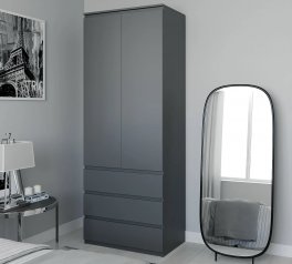 Шкаф Морели Т210 2 дверный антрацит с полками 80 см