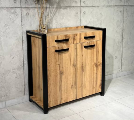 Тумба LOFT 2ш2д Дуб Сонома / Чорний мат MebliRoMax