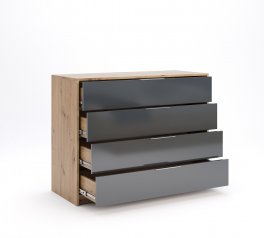 Комод Реймонд 4ящ Дуб артизан / Антрацит Миромарк