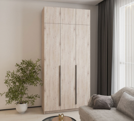 Шкаф Mebelstar Оскар трехдверный с антресолью и ящиками Аляска серая 120 см