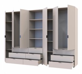 Шкаф для одежды Дорос Гелар кашемир 6 дверной с пеналом 292,4 см